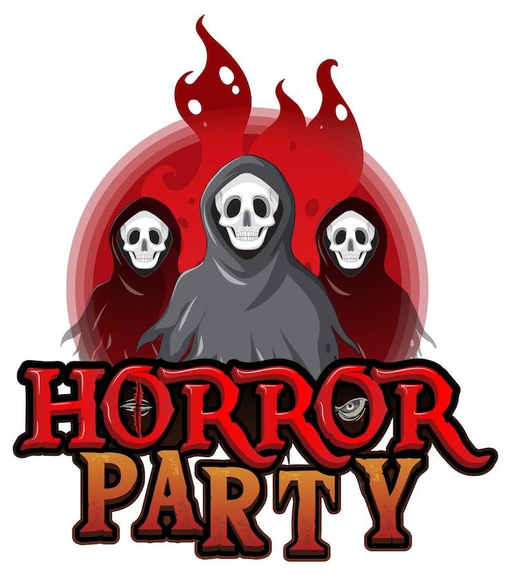Vector Gratis banner pesta horor dengan tiga hantu