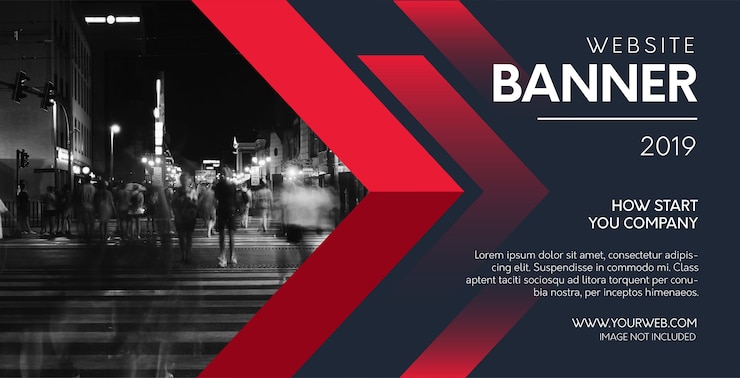 Vector Gratis banner situs web profesional dengan bentuk merah