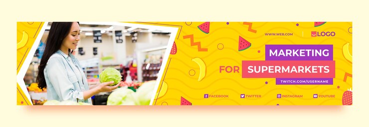 Vector Gratis banner twitch supermarket datar
