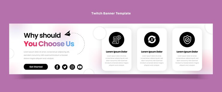 Vector Gratis banner twitch teknologi minimalis desain datar