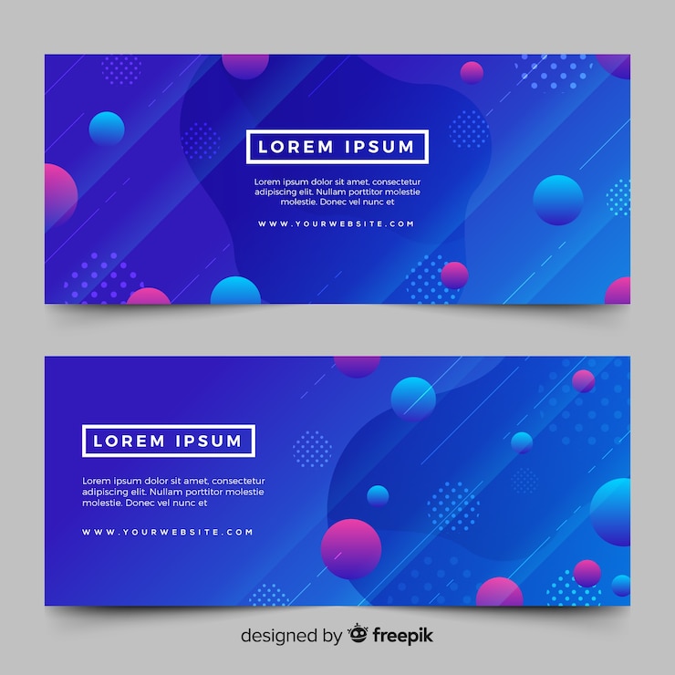 Vector Gratis banner warna-warni dengan bentuk abstrak