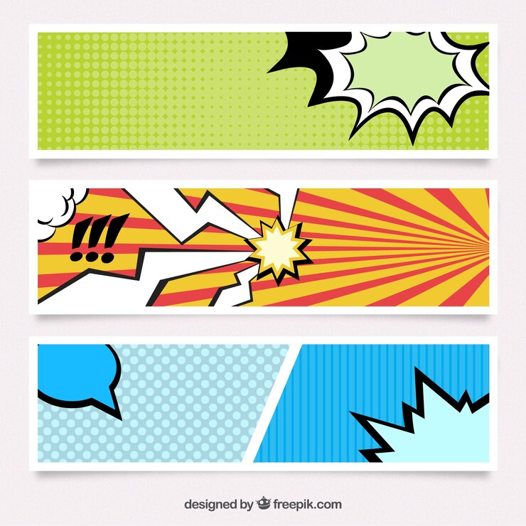 Vector Gratis banners in comic style