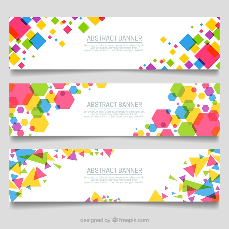 Vector Gratis banners of geometric colored shapes
