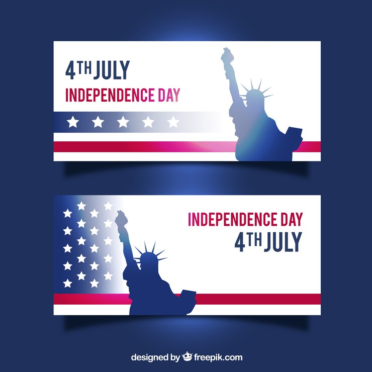 Vector Gratis banners of independence day with statue of liberty
