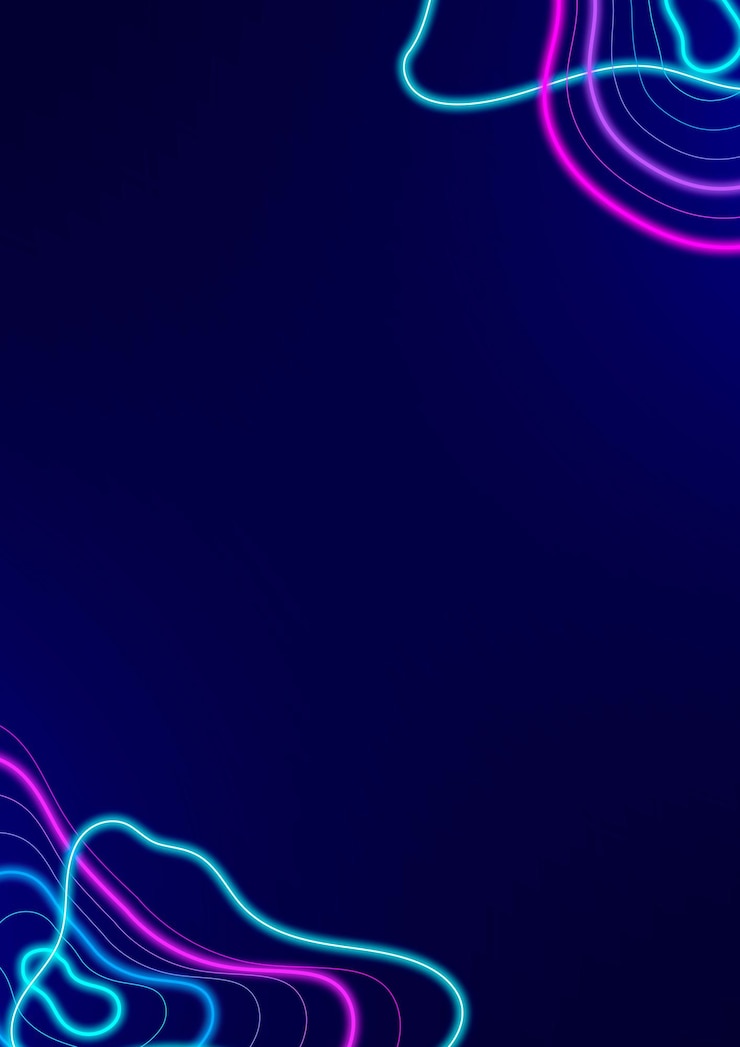 Vector Gratis batas abstrak neon pada vektor templat poster biru tua