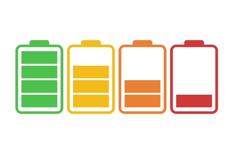 Vector Gratis battery full half and low half multiple colours