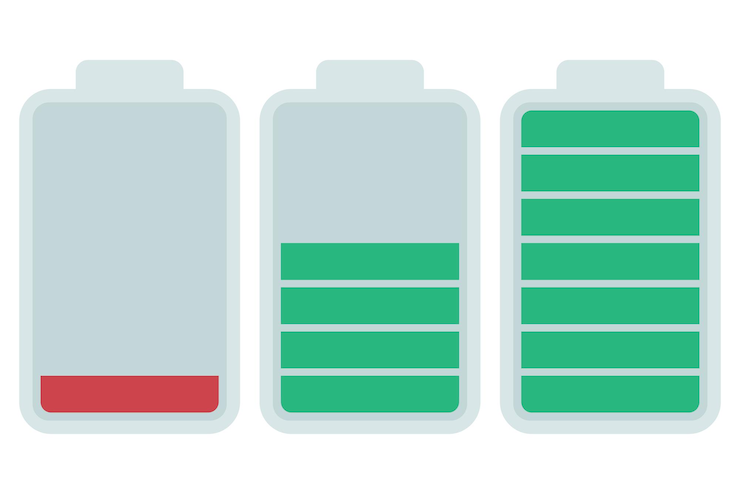 Vector Gratis battery full half full and empty