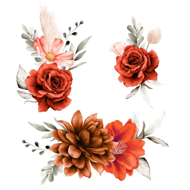 beautiful boho flower watercolor bouquet