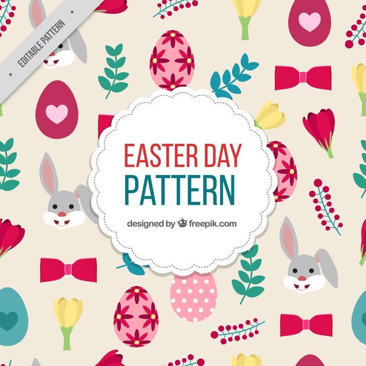 Vector Gratis beautiful easter pattern in flat design