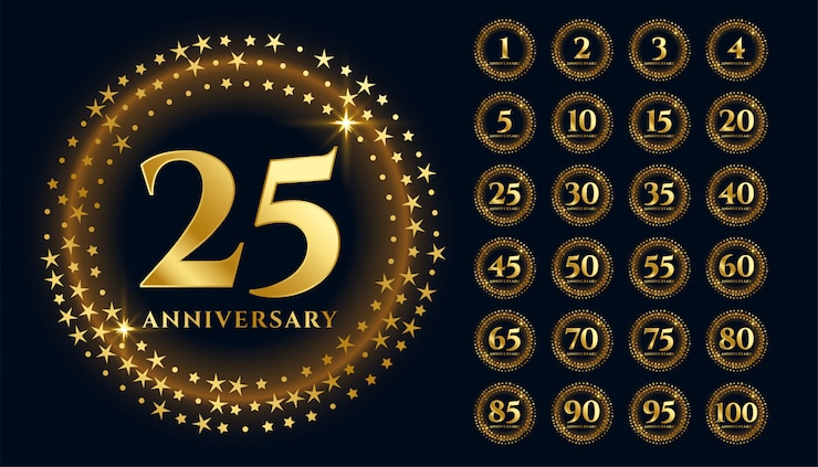Vector Gratis beautiful gold anniversary labels in premium style