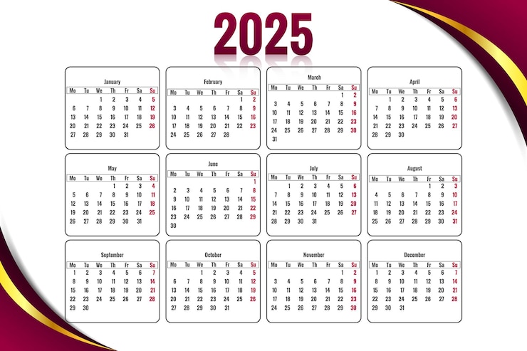 Vector Gratis beautiful new year colorful wave calendar 2025 template design