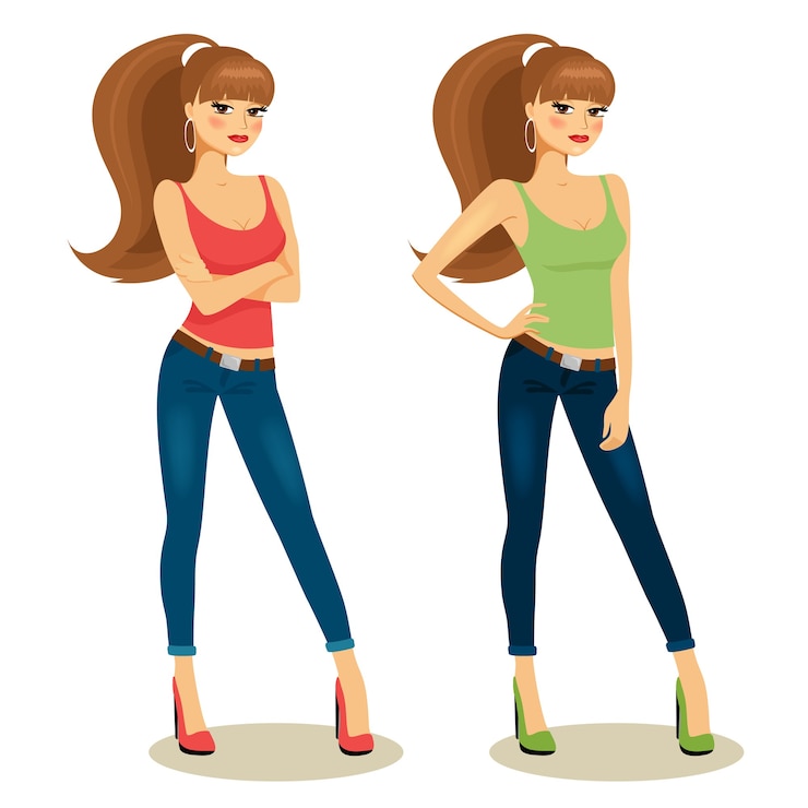 Vector Gratis beautiful young girls in casual clothes  vector illustration 