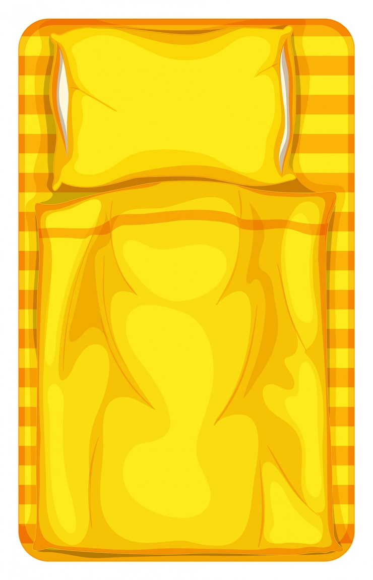 Vector Gratis bed with yellow blanket and pillow