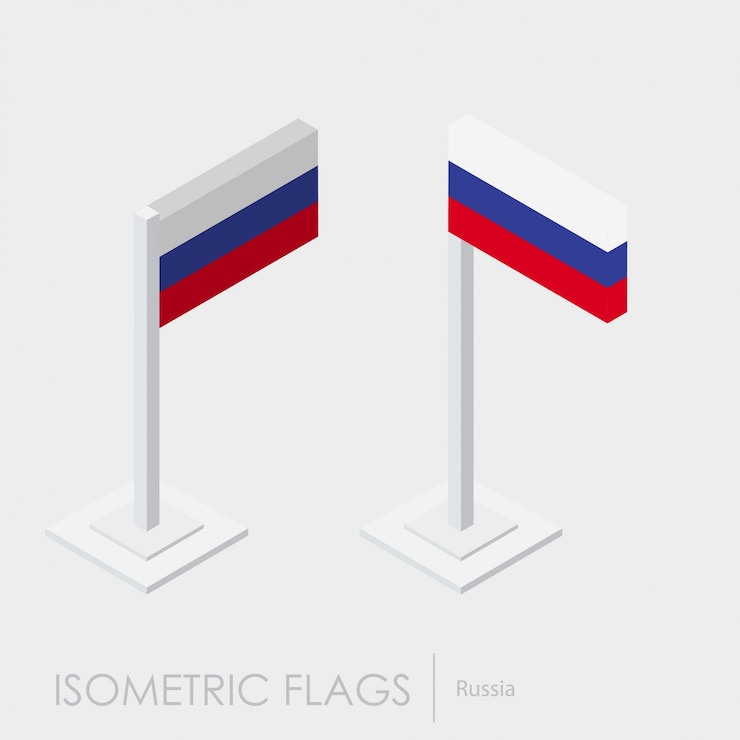 Vector Gratis bendera rusia gaya isometrik 3d