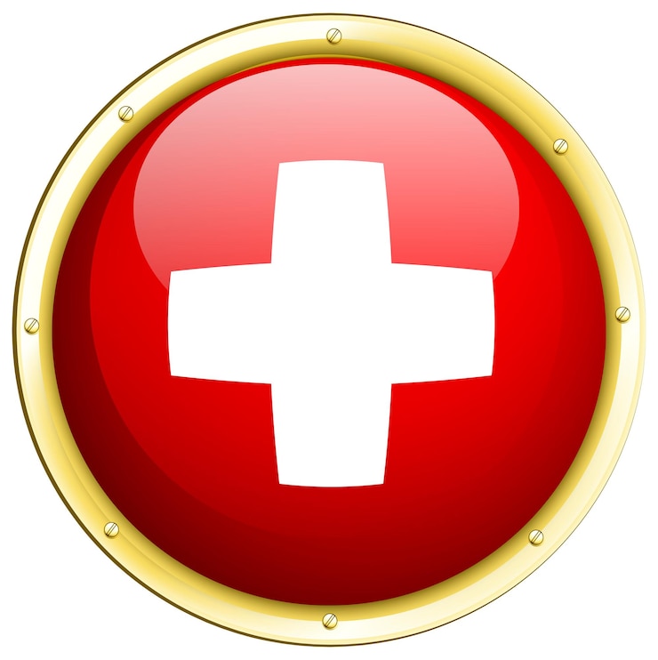 Vector Gratis bendera swiss pada lencana bundar
