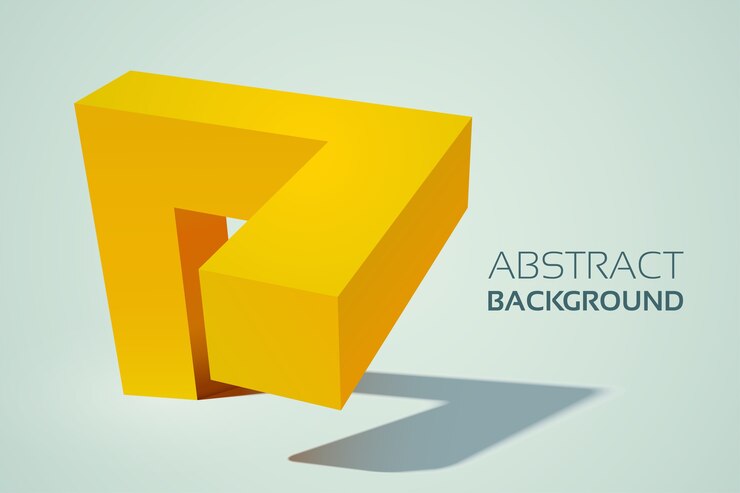 Vector Gratis bentuk 3d kuning geometris abstrak