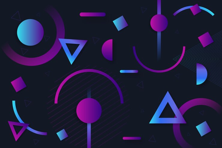 Vector Gratis bentuk geometris gradien pada latar belakang gelap
