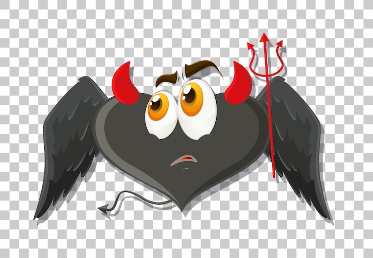 Vector Gratis bentuk hati setan dengan ekspresi wajah