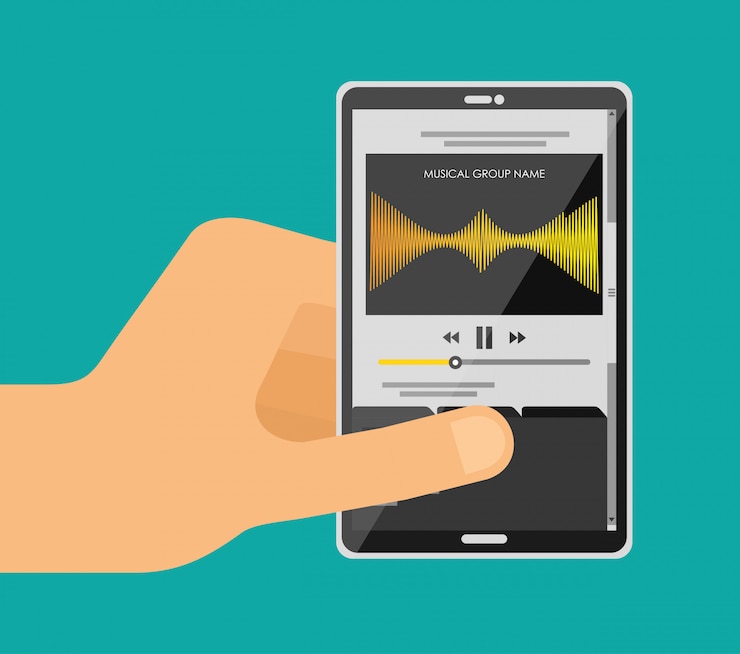 Vector Gratis bermain musik dengan ponsel