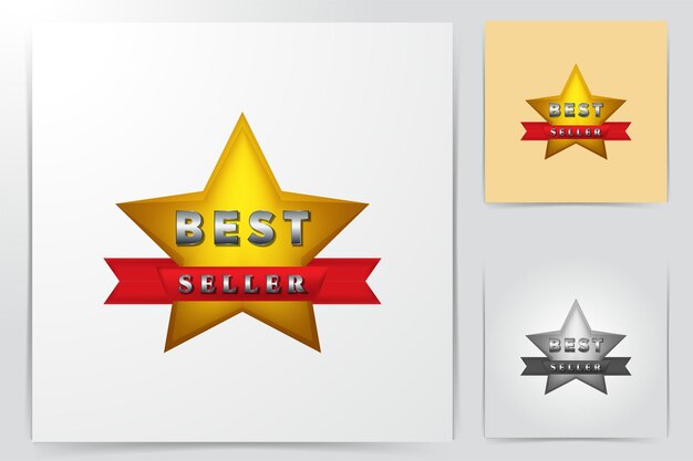 Best seller award label. with ribbon and star logo Ideas. Inspiration logo design. Template Vector Illustration. Isolated On White Background