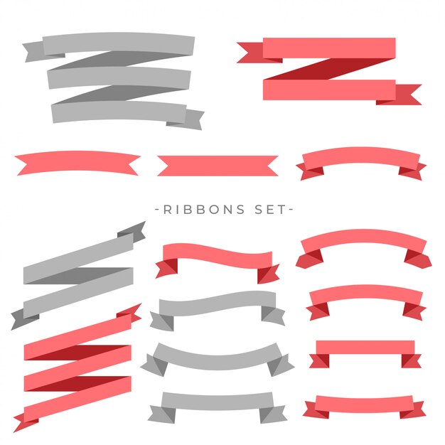 big set of flat ribbons banner