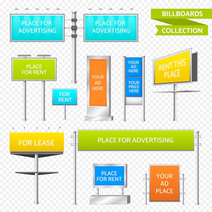 Vector Gratis billboard mockup set on transparent background 
