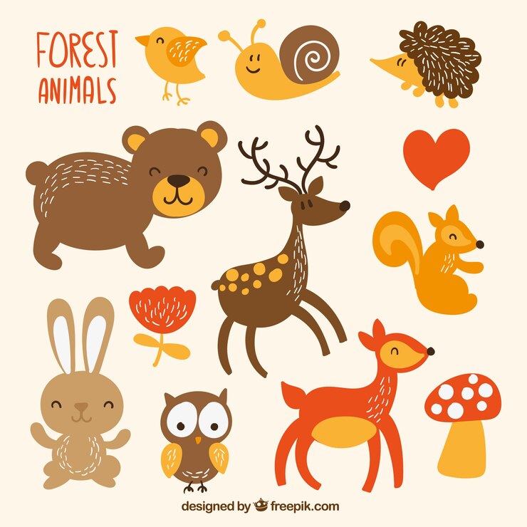 Vector Gratis binatang hutan lucu