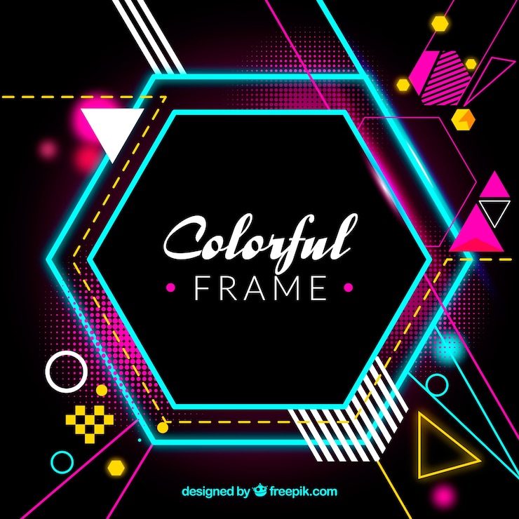 Vector Gratis bingkai abstrak penuh warna dengan bentuk geometris