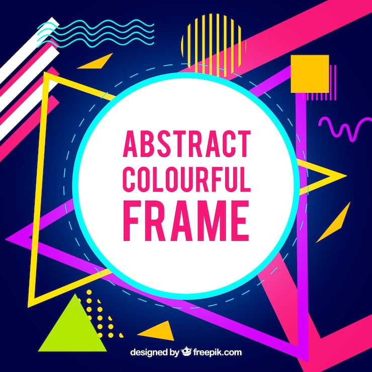 Vector Gratis bingkai abstrak penuh warna dengan bentuk geometris