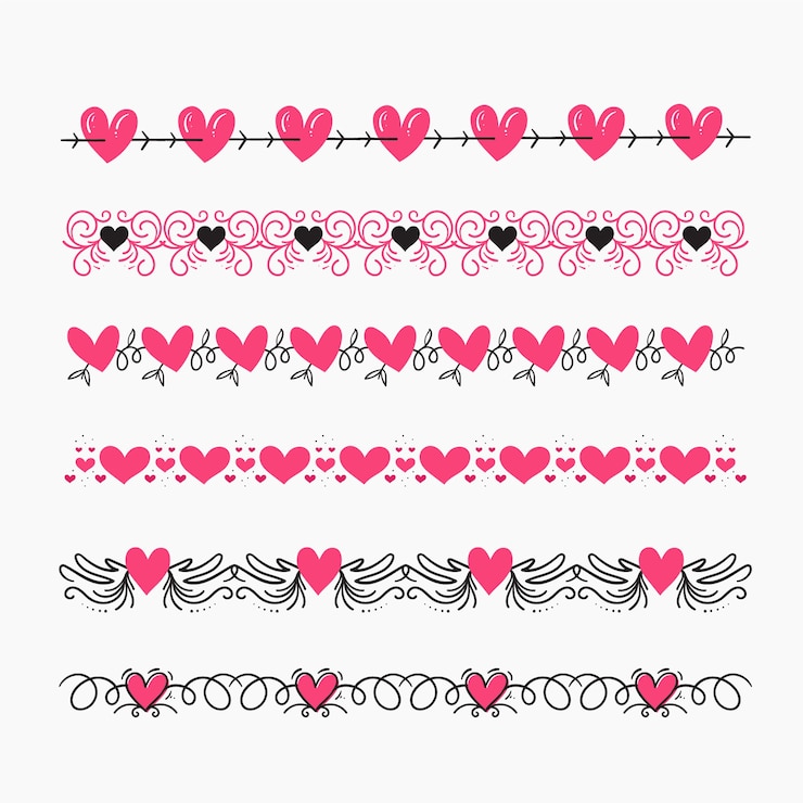 Vector Gratis bingkai dan border hati desain datar