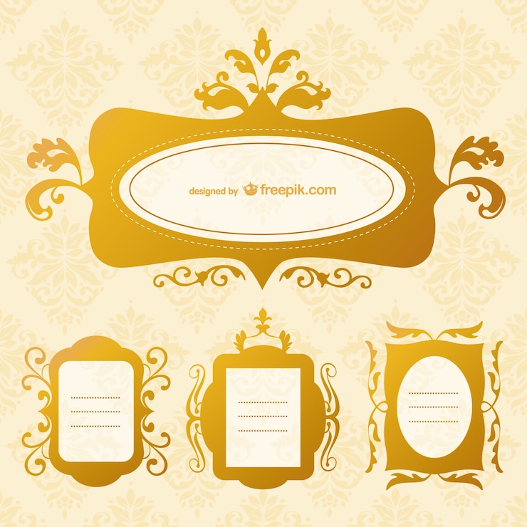 Vector Gratis bingkai emas pusaran classic