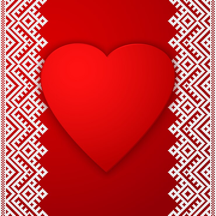 Vector Gratis bingkai etnik dan hati merah besar