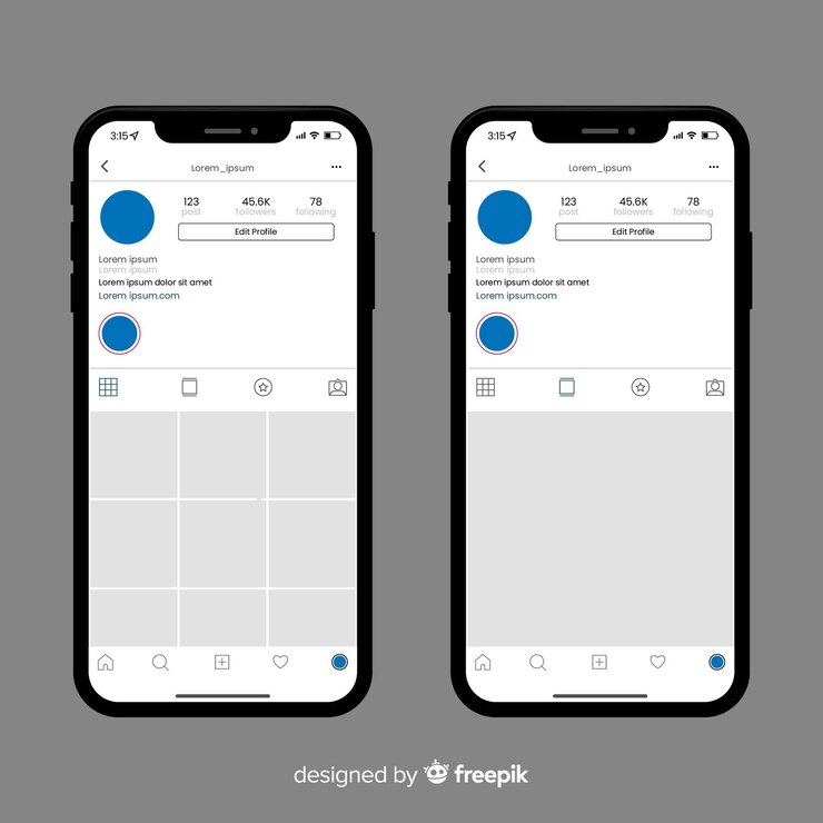 Vector Gratis bingkai foto instagram realistis pada smartphone