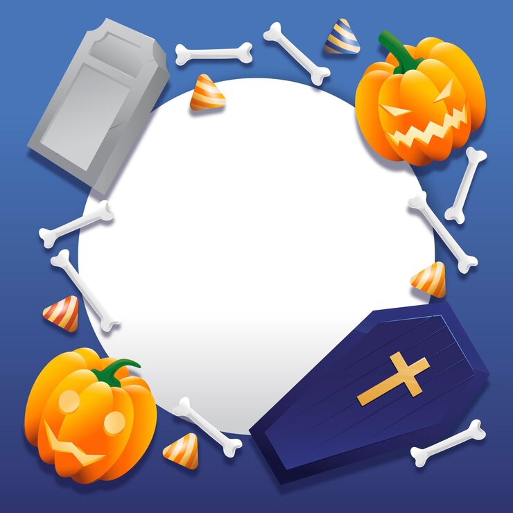 Vector Gratis bingkai halloween dengan elemen realistis