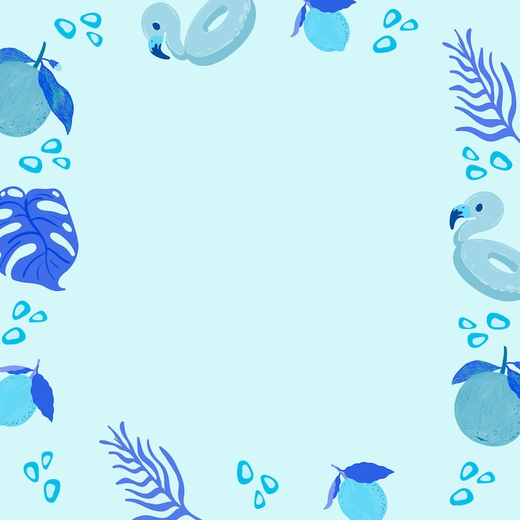Vector Gratis bingkai musim panas tropis pada desain vektor latar belakang biru langit