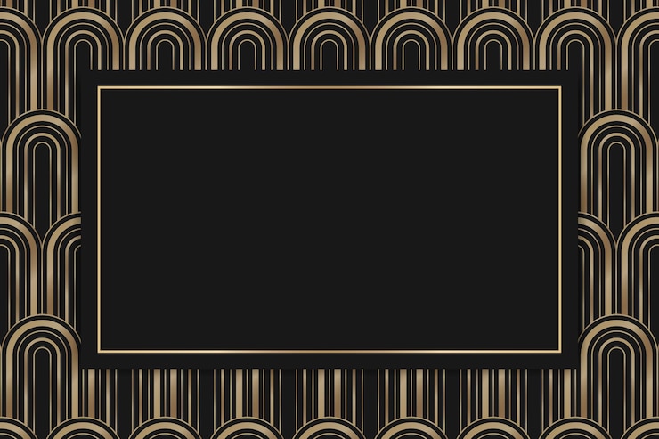 Vector Gratis bingkai vektor art deco dengan pola geometris dengan latar belakang gelap