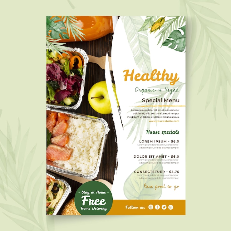 Vector Gratis bio and healthy food poster template