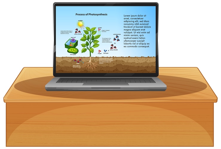 Vector Gratis biology on laptop screen