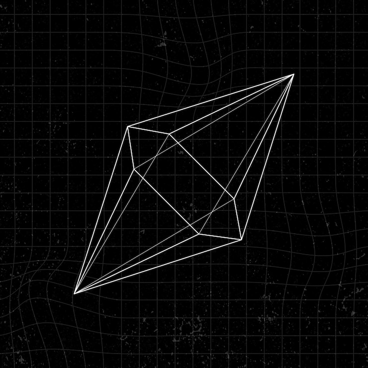 Vector Gratis bipiramida heksagonal 3d pada vektor latar belakang hitam