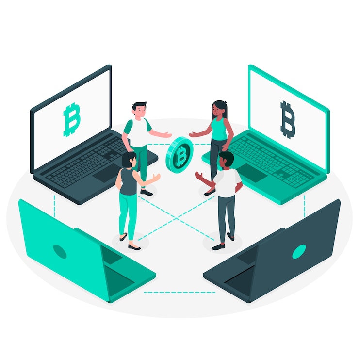 Vector Gratis bitcoin p2p concept illustration