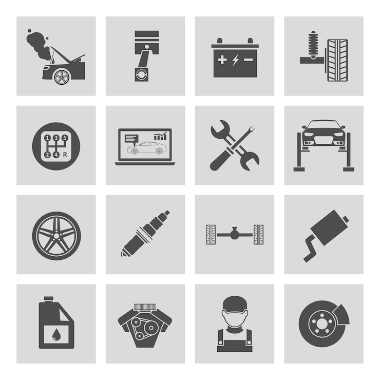 Vector Gratis black and white car repair icons