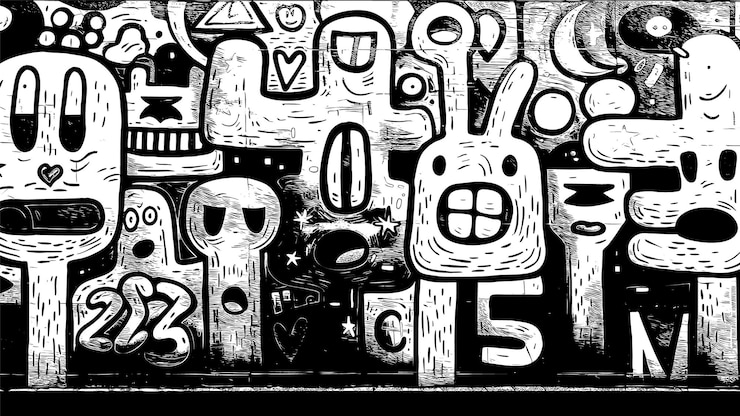 Vector Gratis black and white drawing wall graffiti texture