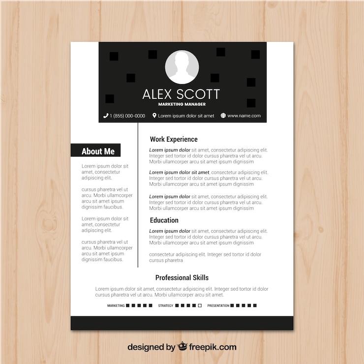 Vector Gratis black and white resume template