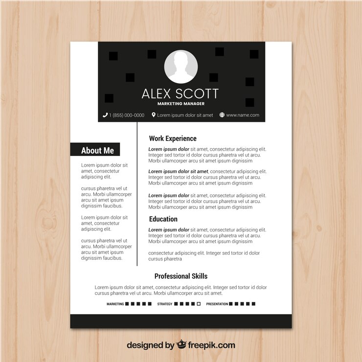 Vector Gratis black and white resume template