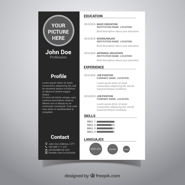 Vector Gratis black and white resume template
