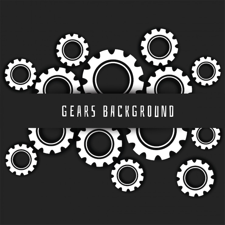 Vector Gratis black background with white gears symbol