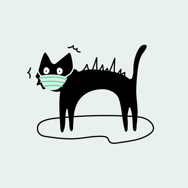 Vector Gratis black cat wearing a surgical mask vector