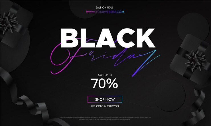 Vector Gratis black friday background with realistic gifts and black ribbon