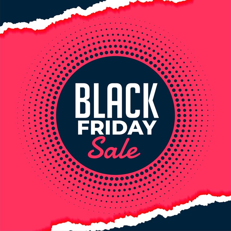 Vector Gratis black friday sale background in halftone and torn paper style