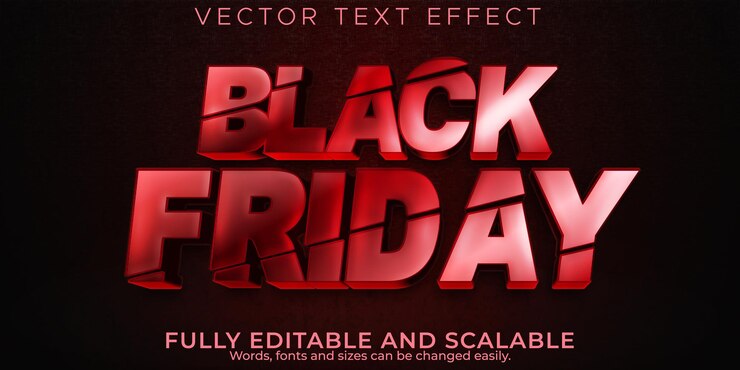 Vector Gratis black friday text effect, editable sale and offer text style